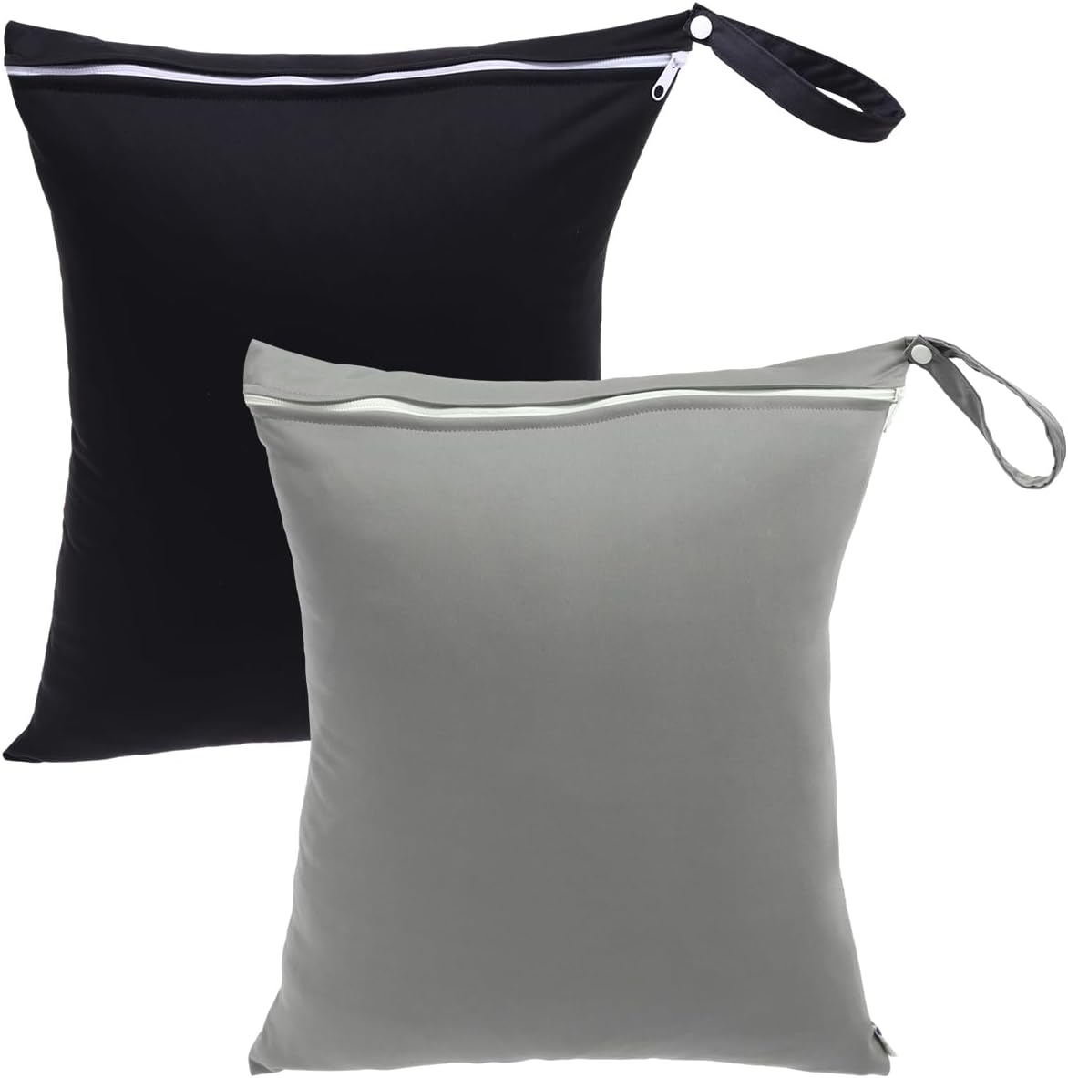 Travel Laundry Bags 2 Pack, Ideal for Travel, Gym and Swimming-Washable Waterproof Wet Dry Bags for Dirty Clothes, Bathing Suits and Swimsuits(black and grey)