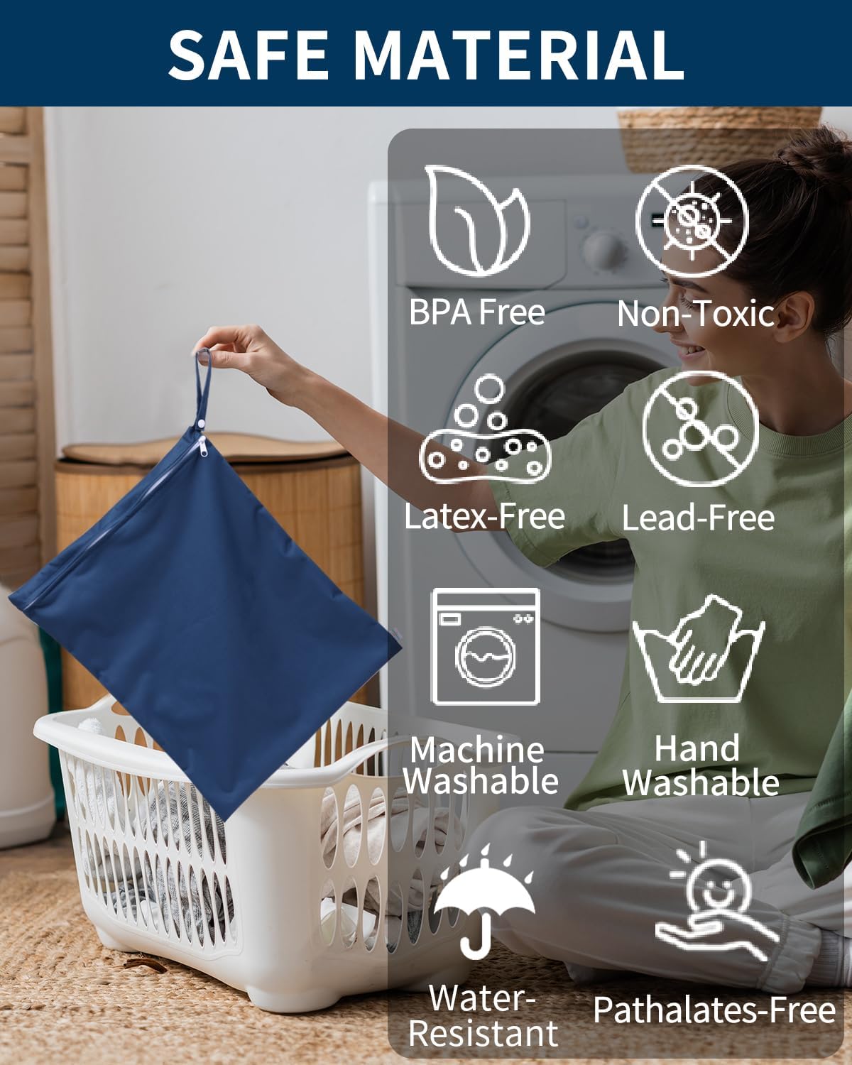 Travel Laundry Bags 2 Pack, Ideal for Travel, Gym and Swimming-Washable Waterproof Wet Dry Bags for Dirty Clothes, Bathing Suits and Swimsuits(black and grey)