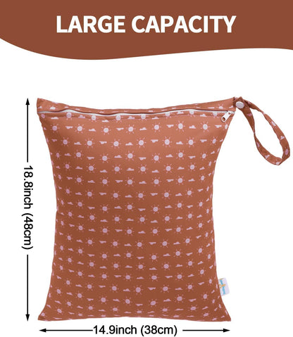 Travel Laundry Bags 2 Pack, Ideal for Travel, Gym and Swimming-Washable Waterproof Wet Dry Bags for Dirty Clothes, Bathing Suits and Swimsuits(black and grey)