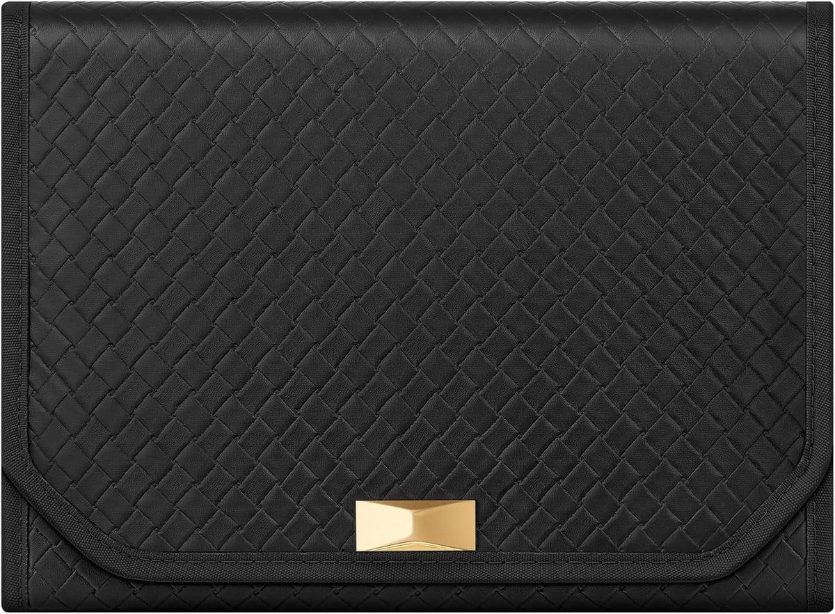 Travel Jewelry Case, Jewelry Organizer Box with Mirror, Jewelry Pouch, Woven Embossed PU Leather, Portable Jewelry Storage, Gift Idea, Cloud White UJBC197W01