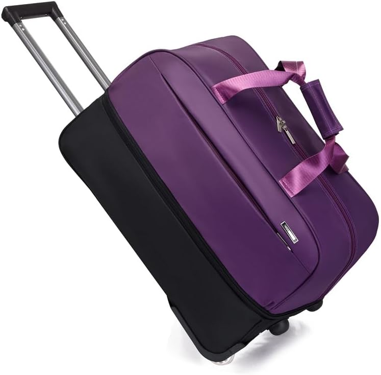 Expandable Rolling Duffel Bag with Wheels, Lightweight Roller Travel Tote for Women Men, Carry On Overnight Weekend Bag for Business Trip Travel