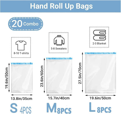 Travel Compression Bags, Roll Up Space Saver for Luggage, Cruise Ship Essentials Cothes(S)