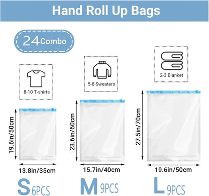 Travel Compression Bags, Roll Up Space Saver for Luggage, Cruise Ship Essentials Cothes(S)
