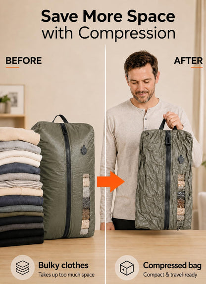 4PCS Travel Pack Vacuum Kit, Space Saver Packing Cubes for Carry-On, 17L | With Wireless Pump, Reusable Space Saver Compression Packing Cubes, For Clothes, For Travel, Odor & Waterproof Anti-Rip