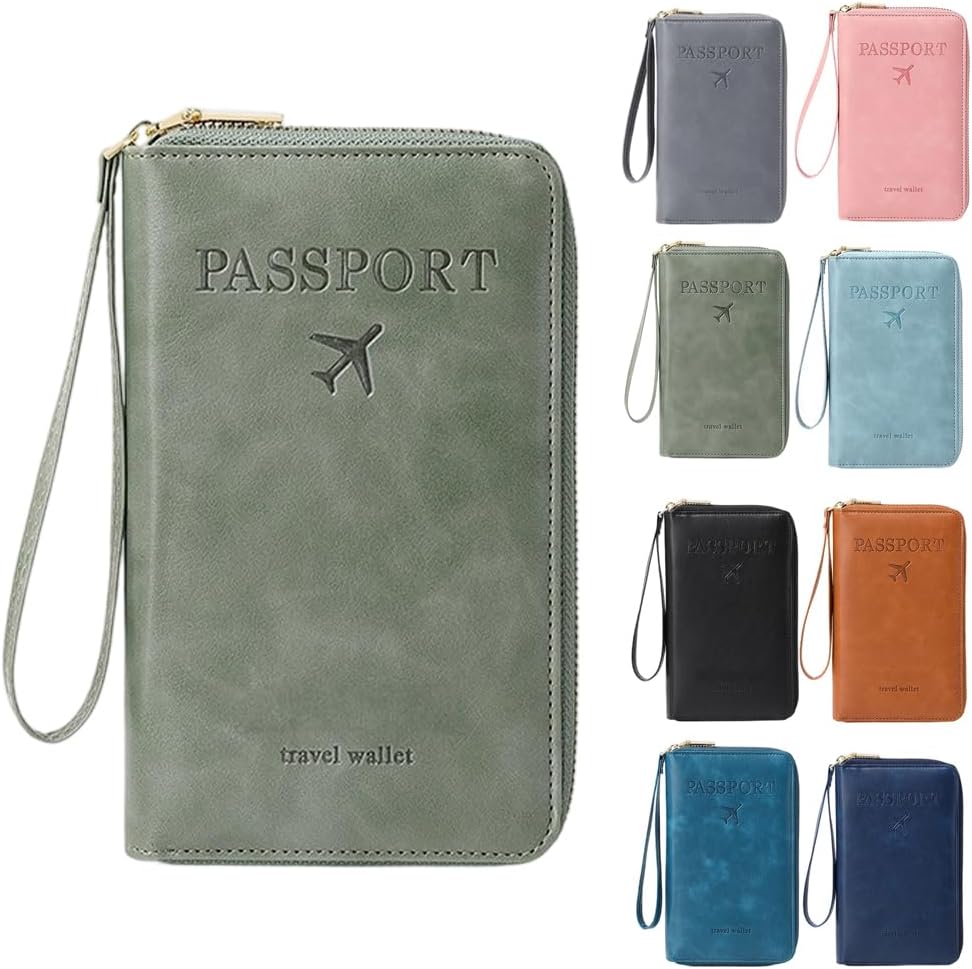 RFID Passport Holder for Wallet,RFID Blocking Document Organizer Clutch Bag, Credit Cards Case Cover Travel Wallet (Pink)
