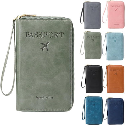 RFID Passport Holder for Wallet,RFID Blocking Document Organizer Clutch Bag, Credit Cards Case Cover Travel Wallet (Pink)