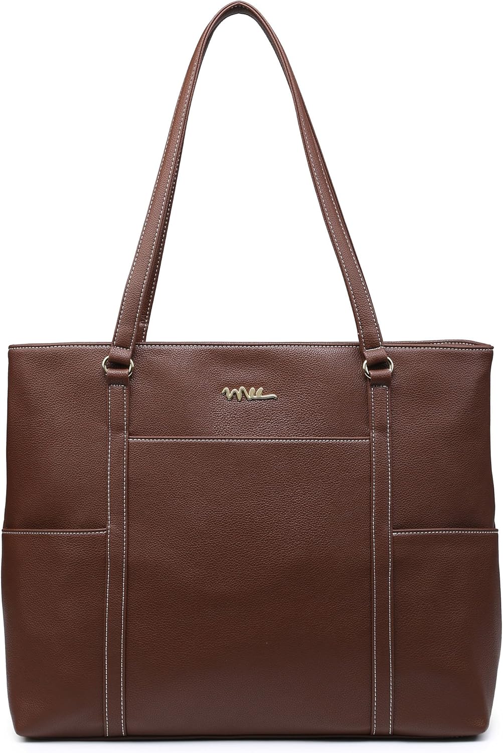 Classic Laptop Leather Tote Bag for 15 15.6 inch Notebook Computers Travel Carrying Bag with Smart Trolley Strap Design - Black