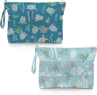 Wet Bag, 2 Pack Travel Waterproof Reusable Dry Wet Separation Zipper Pouch for Gym Workout Beach Trip Cosmetic Toiletry Organizer