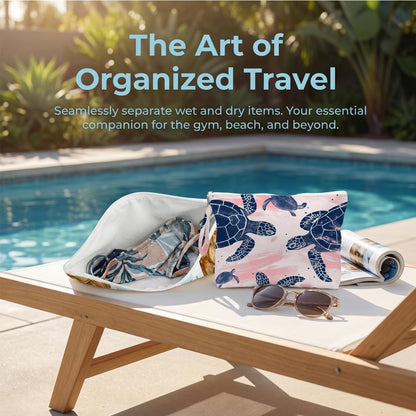 Wet Bag, 2 Pack Travel Waterproof Reusable Dry Wet Separation Zipper Pouch for Gym Workout Beach Trip Cosmetic Toiletry Organizer
