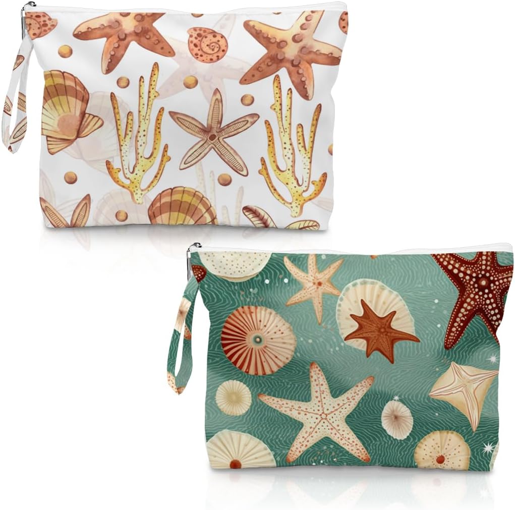 Wet Bag, 2 Pack Travel Waterproof Reusable Dry Wet Separation Zipper Pouch for Gym Workout Beach Trip Cosmetic Toiletry Organizer
