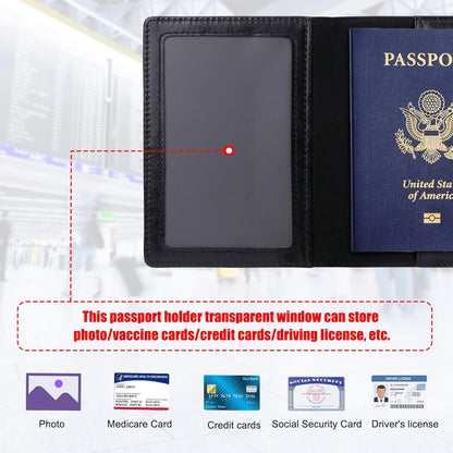 Passport Holder for Travel Women Men, Valentines Day Gifts PU Leather Wallet Cover Case Sleeve, Waterproof Protected Document Organizer, Vacation Plane Cruise Travel Essentials