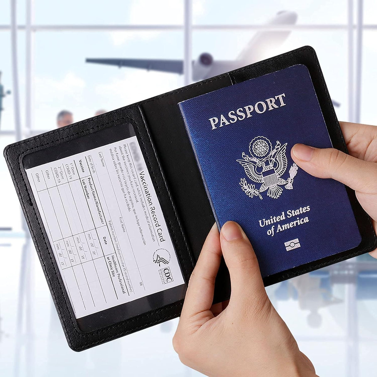 Passport Holder for Travel Women Men, Valentines Day Gifts PU Leather Wallet Cover Case Sleeve, Waterproof Protected Document Organizer, Vacation Plane Cruise Travel Essentials