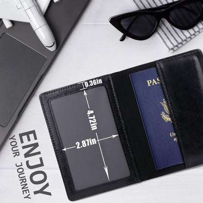 Passport Holder for Travel Women Men, Valentines Day Gifts PU Leather Wallet Cover Case Sleeve, Waterproof Protected Document Organizer, Vacation Plane Cruise Travel Essentials