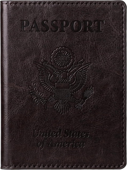 Passport Holder for Travel Women Men, Valentines Day Gifts PU Leather Wallet Cover Case Sleeve, Waterproof Protected Document Organizer, Vacation Plane Cruise Travel Essentials