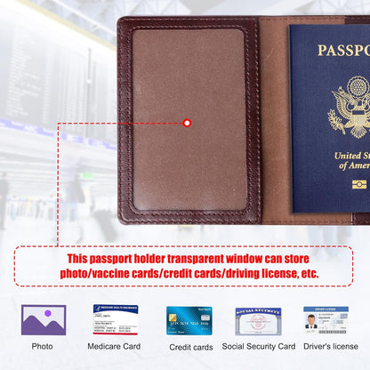Passport Holder for Travel Women Men, Valentines Day Gifts PU Leather Wallet Cover Case Sleeve, Waterproof Protected Document Organizer, Vacation Plane Cruise Travel Essentials