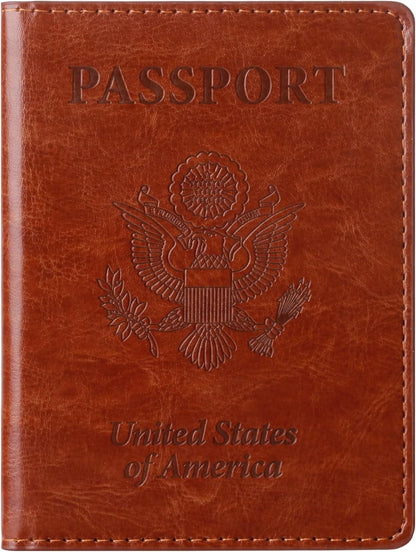 Passport Holder for Travel Women Men, Valentines Day Gifts PU Leather Wallet Cover Case Sleeve, Waterproof Protected Document Organizer, Vacation Plane Cruise Travel Essentials