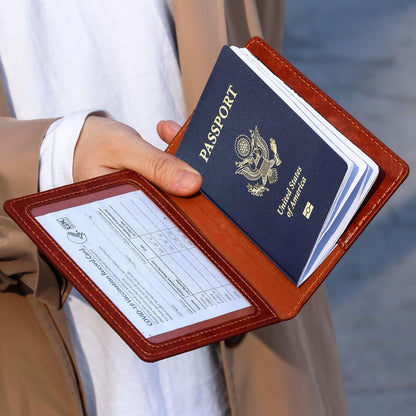 Passport Holder for Travel Women Men, Valentines Day Gifts PU Leather Wallet Cover Case Sleeve, Waterproof Protected Document Organizer, Vacation Plane Cruise Travel Essentials