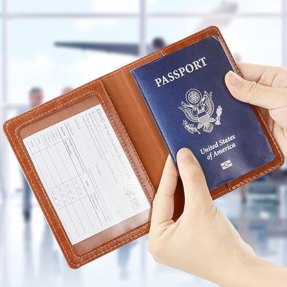 Passport Holder for Travel Women Men, Valentines Day Gifts PU Leather Wallet Cover Case Sleeve, Waterproof Protected Document Organizer, Vacation Plane Cruise Travel Essentials
