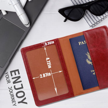 Passport Holder for Travel Women Men, Valentines Day Gifts PU Leather Wallet Cover Case Sleeve, Waterproof Protected Document Organizer, Vacation Plane Cruise Travel Essentials