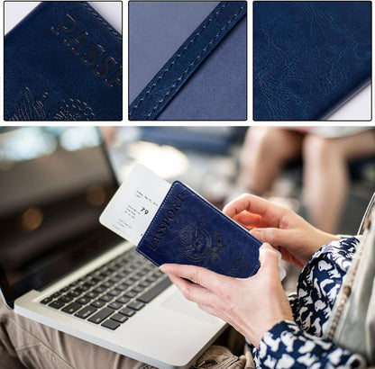 Passport Holder for Travel Women Men, Valentines Day Gifts PU Leather Wallet Cover Case Sleeve, Waterproof Protected Document Organizer, Vacation Plane Cruise Travel Essentials