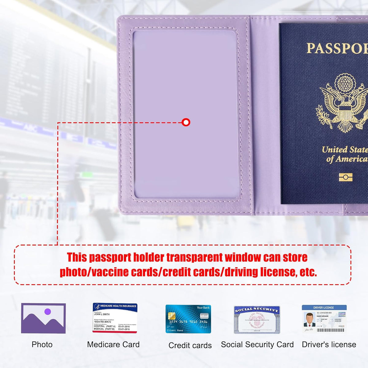 Passport Holder for Travel Women Men, Valentines Day Gifts PU Leather Wallet Cover Case Sleeve, Waterproof Protected Document Organizer, Vacation Plane Cruise Travel Essentials
