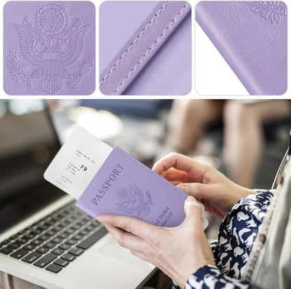 Passport Holder for Travel Women Men, Valentines Day Gifts PU Leather Wallet Cover Case Sleeve, Waterproof Protected Document Organizer, Vacation Plane Cruise Travel Essentials