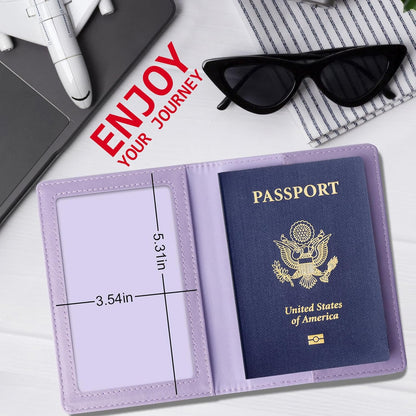 Passport Holder for Travel Women Men, Valentines Day Gifts PU Leather Wallet Cover Case Sleeve, Waterproof Protected Document Organizer, Vacation Plane Cruise Travel Essentials