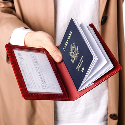 Passport Holder for Travel Women Men, Valentines Day Gifts PU Leather Wallet Cover Case Sleeve, Waterproof Protected Document Organizer, Vacation Plane Cruise Travel Essentials