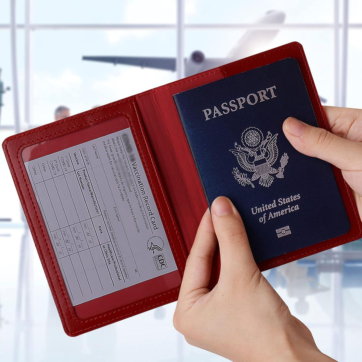 Passport Holder for Travel Women Men, Valentines Day Gifts PU Leather Wallet Cover Case Sleeve, Waterproof Protected Document Organizer, Vacation Plane Cruise Travel Essentials