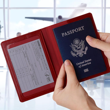 Passport Holder for Travel Women Men, Valentines Day Gifts PU Leather Wallet Cover Case Sleeve, Waterproof Protected Document Organizer, Vacation Plane Cruise Travel Essentials