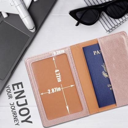 Passport Holder for Travel Women Men, Valentines Day Gifts PU Leather Wallet Cover Case Sleeve, Waterproof Protected Document Organizer, Vacation Plane Cruise Travel Essentials