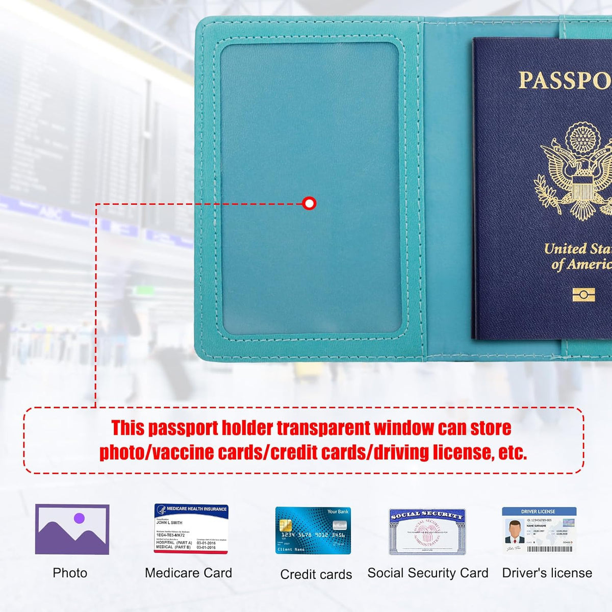 Passport Holder for Travel Women Men, Valentines Day Gifts PU Leather Wallet Cover Case Sleeve, Waterproof Protected Document Organizer, Vacation Plane Cruise Travel Essentials