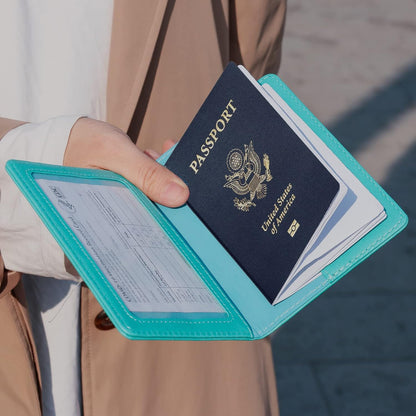 Passport Holder for Travel Women Men, Valentines Day Gifts PU Leather Wallet Cover Case Sleeve, Waterproof Protected Document Organizer, Vacation Plane Cruise Travel Essentials