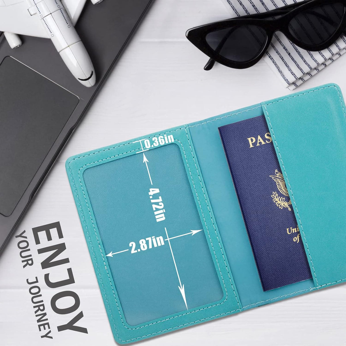 Passport Holder for Travel Women Men, Valentines Day Gifts PU Leather Wallet Cover Case Sleeve, Waterproof Protected Document Organizer, Vacation Plane Cruise Travel Essentials