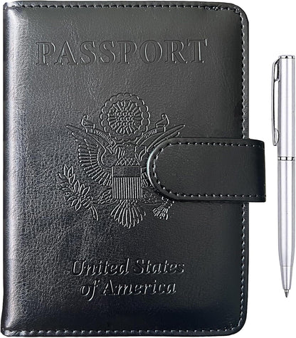 Passport Holder for Travel Women Men, Valentines Day Gifts PU Leather Wallet Cover Case Sleeve, Waterproof Protected Document Organizer, Vacation Plane Cruise Travel Essentials