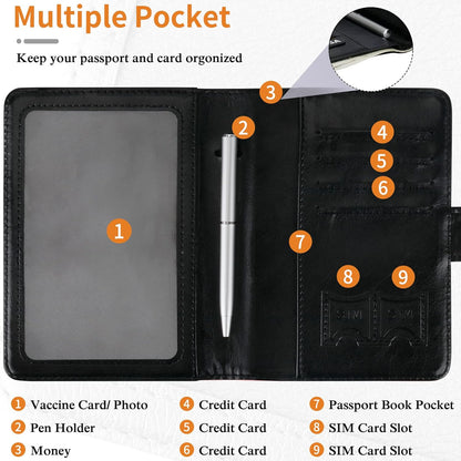 Passport Holder for Travel Women Men, Valentines Day Gifts PU Leather Wallet Cover Case Sleeve, Waterproof Protected Document Organizer, Vacation Plane Cruise Travel Essentials