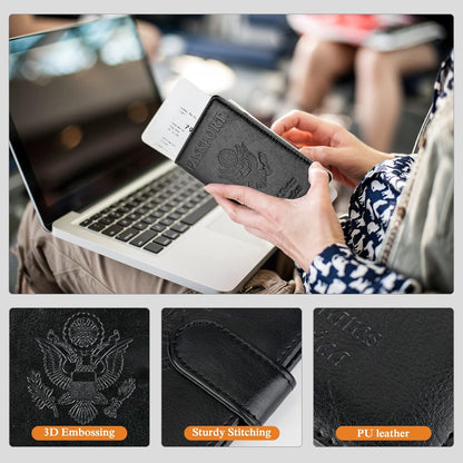 Passport Holder for Travel Women Men, Valentines Day Gifts PU Leather Wallet Cover Case Sleeve, Waterproof Protected Document Organizer, Vacation Plane Cruise Travel Essentials