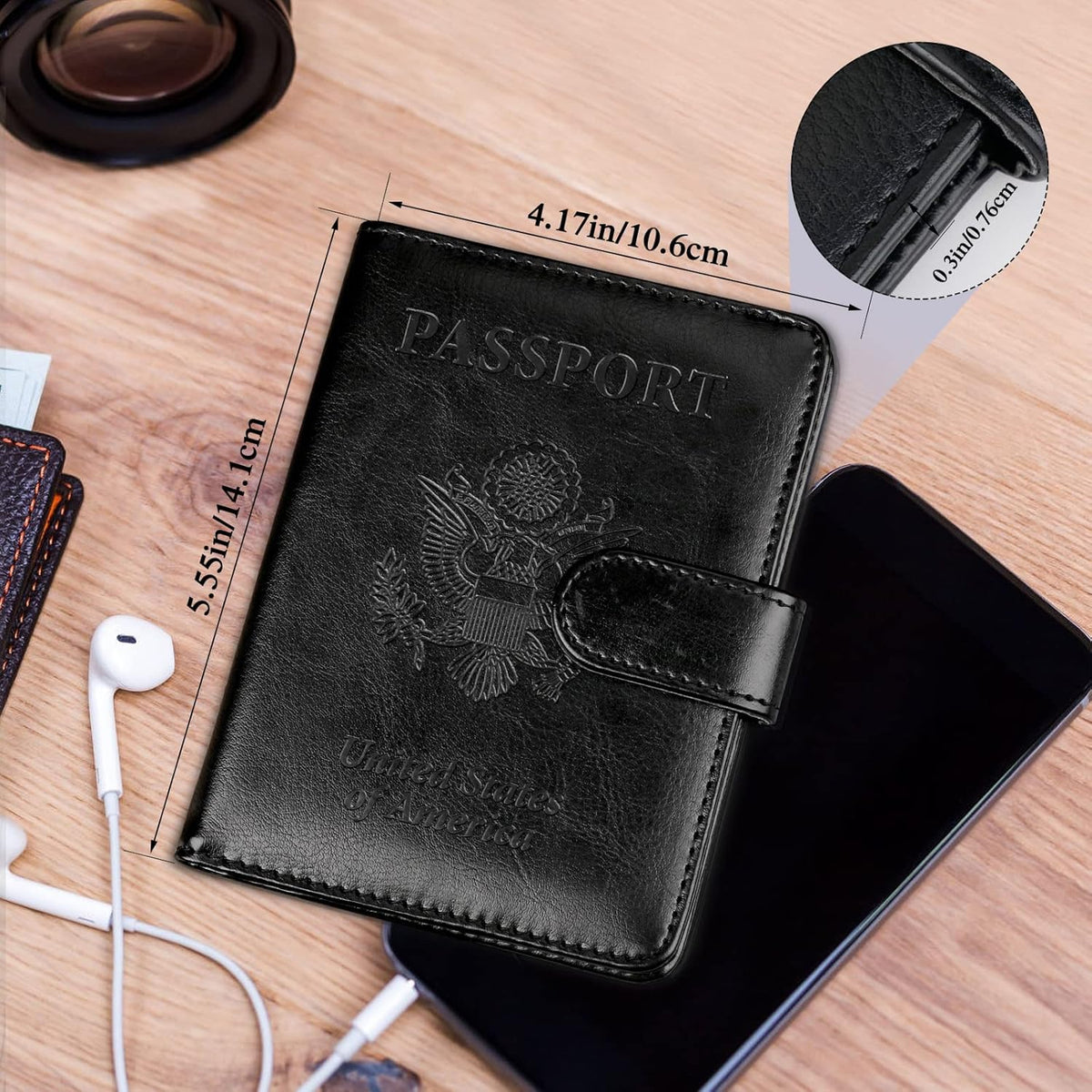 Passport Holder for Travel Women Men, Valentines Day Gifts PU Leather Wallet Cover Case Sleeve, Waterproof Protected Document Organizer, Vacation Plane Cruise Travel Essentials