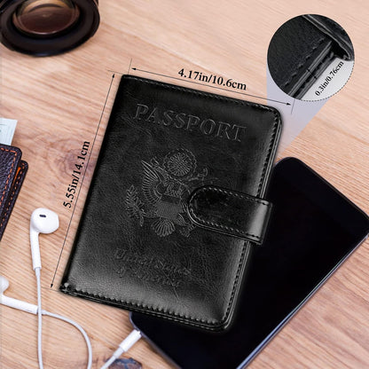 Passport Holder for Travel Women Men, Valentines Day Gifts PU Leather Wallet Cover Case Sleeve, Waterproof Protected Document Organizer, Vacation Plane Cruise Travel Essentials