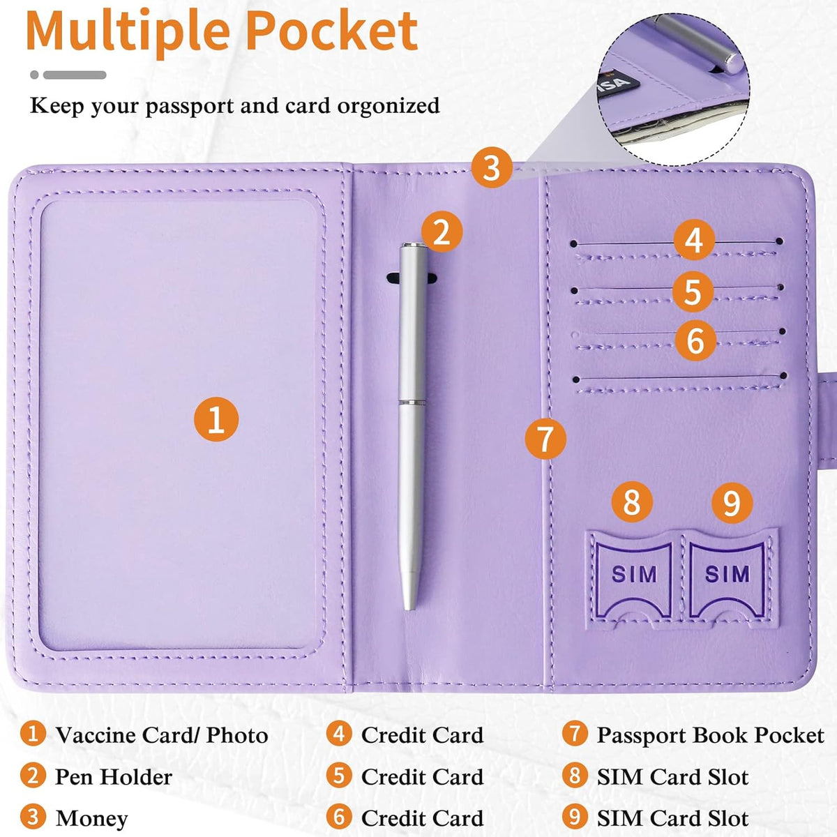 Passport Holder for Travel Women Men, Valentines Day Gifts PU Leather Wallet Cover Case Sleeve, Waterproof Protected Document Organizer, Vacation Plane Cruise Travel Essentials