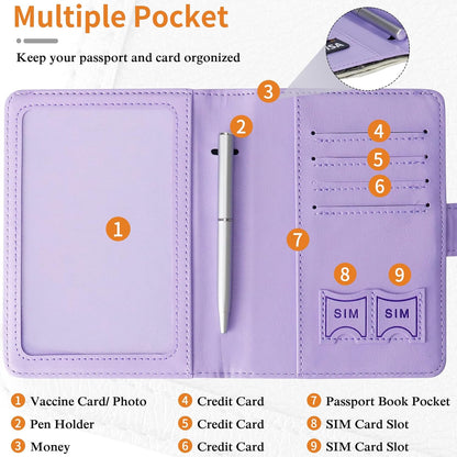 Passport Holder for Travel Women Men, Valentines Day Gifts PU Leather Wallet Cover Case Sleeve, Waterproof Protected Document Organizer, Vacation Plane Cruise Travel Essentials