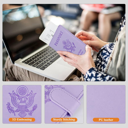 Passport Holder for Travel Women Men, Valentines Day Gifts PU Leather Wallet Cover Case Sleeve, Waterproof Protected Document Organizer, Vacation Plane Cruise Travel Essentials