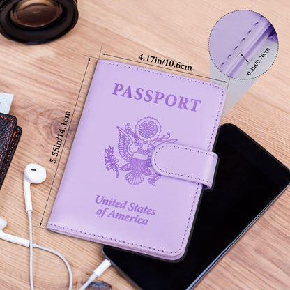 Passport Holder for Travel Women Men, Valentines Day Gifts PU Leather Wallet Cover Case Sleeve, Waterproof Protected Document Organizer, Vacation Plane Cruise Travel Essentials