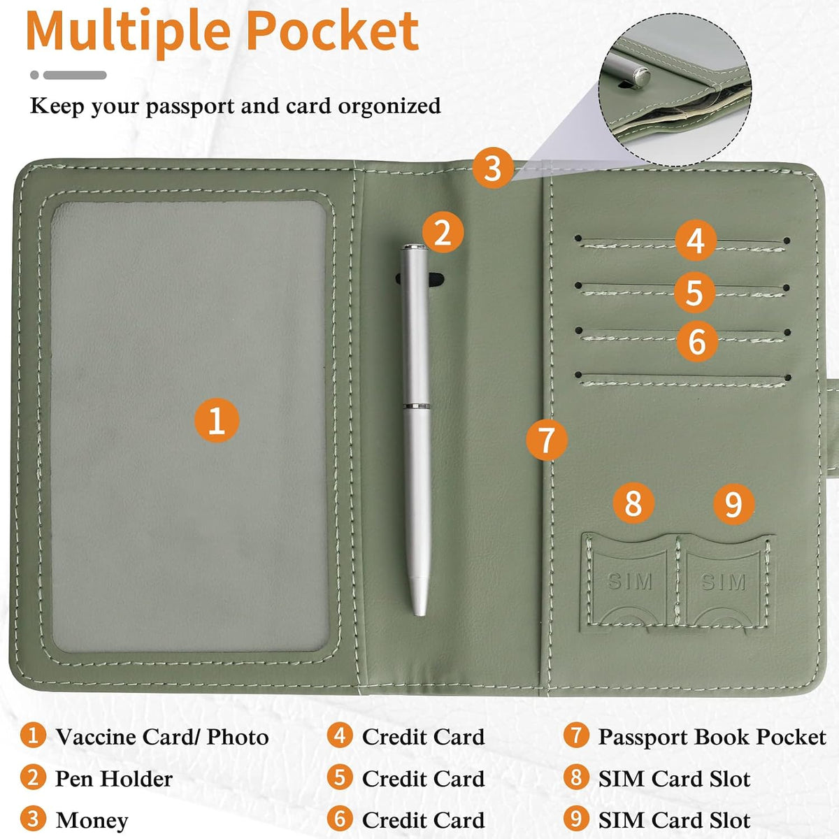 Passport Holder for Travel Women Men, Valentines Day Gifts PU Leather Wallet Cover Case Sleeve, Waterproof Protected Document Organizer, Vacation Plane Cruise Travel Essentials