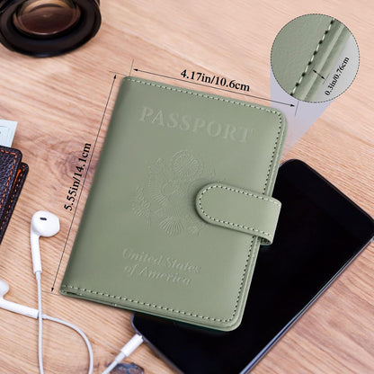 Passport Holder for Travel Women Men, Valentines Day Gifts PU Leather Wallet Cover Case Sleeve, Waterproof Protected Document Organizer, Vacation Plane Cruise Travel Essentials