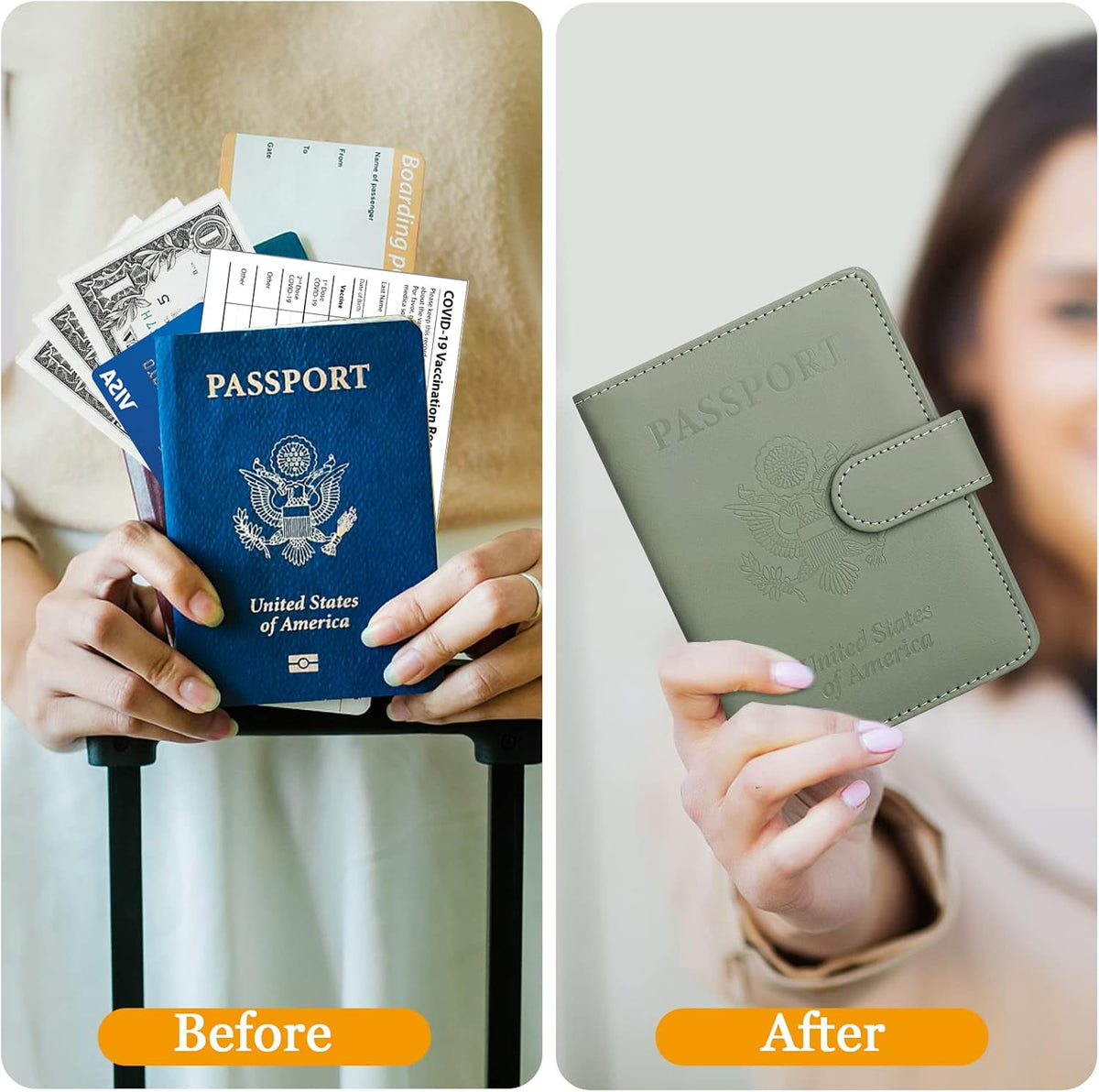 Passport Holder for Travel Women Men, Valentines Day Gifts PU Leather Wallet Cover Case Sleeve, Waterproof Protected Document Organizer, Vacation Plane Cruise Travel Essentials