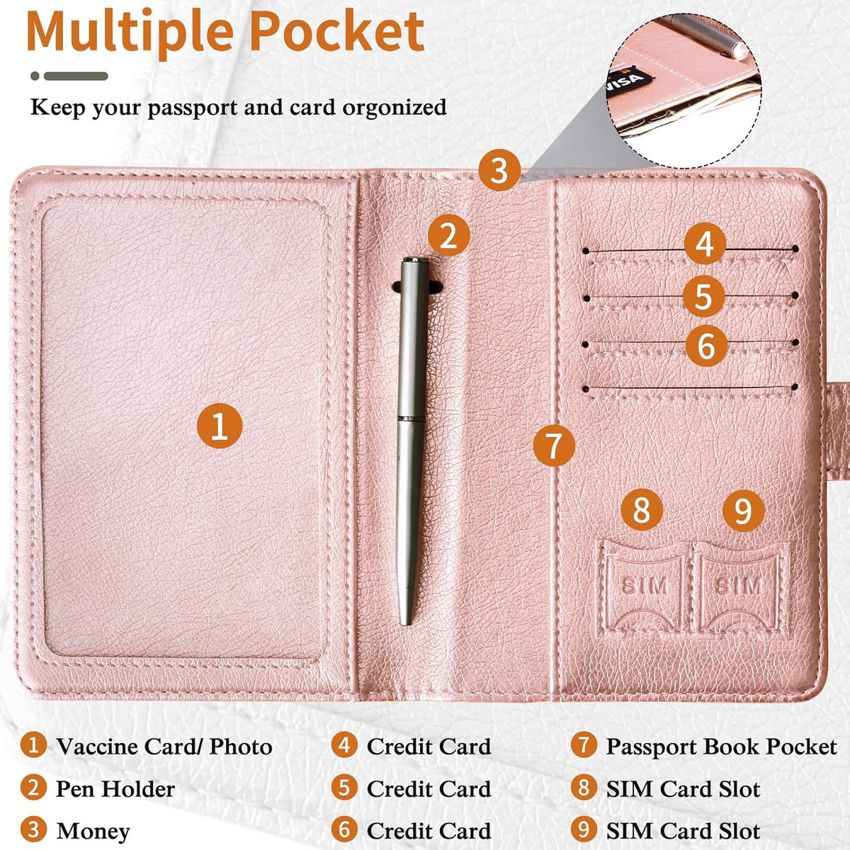 Passport Holder for Travel Women Men, Valentines Day Gifts PU Leather Wallet Cover Case Sleeve, Waterproof Protected Document Organizer, Vacation Plane Cruise Travel Essentials