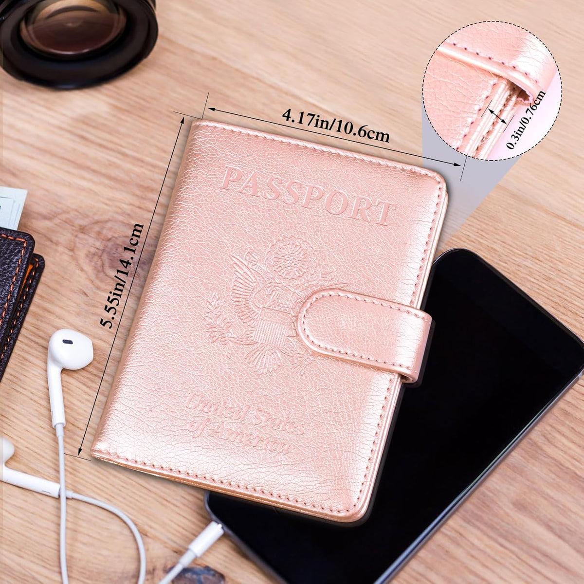 Passport Holder for Travel Women Men, Valentines Day Gifts PU Leather Wallet Cover Case Sleeve, Waterproof Protected Document Organizer, Vacation Plane Cruise Travel Essentials