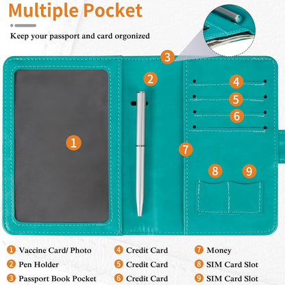 Passport Holder for Travel Women Men, Valentines Day Gifts PU Leather Wallet Cover Case Sleeve, Waterproof Protected Document Organizer, Vacation Plane Cruise Travel Essentials