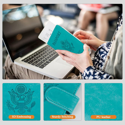 Passport Holder for Travel Women Men, Valentines Day Gifts PU Leather Wallet Cover Case Sleeve, Waterproof Protected Document Organizer, Vacation Plane Cruise Travel Essentials